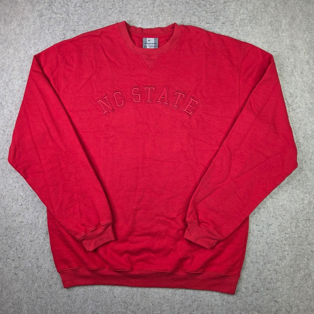 NC State Wolfpack J. America Sweatshirt Mens 2XL Red Pullover Crew Neck